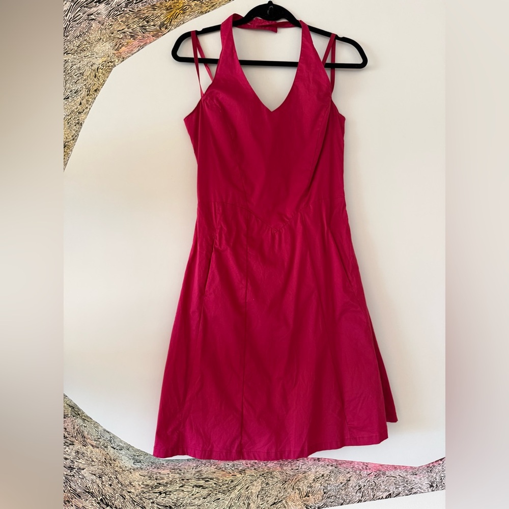 NWT Skunkfunk Halter Cotton Magenta Mini Dress M